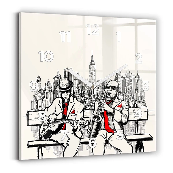 Ceas de sticlă pe perete pătrat Jazz la New York