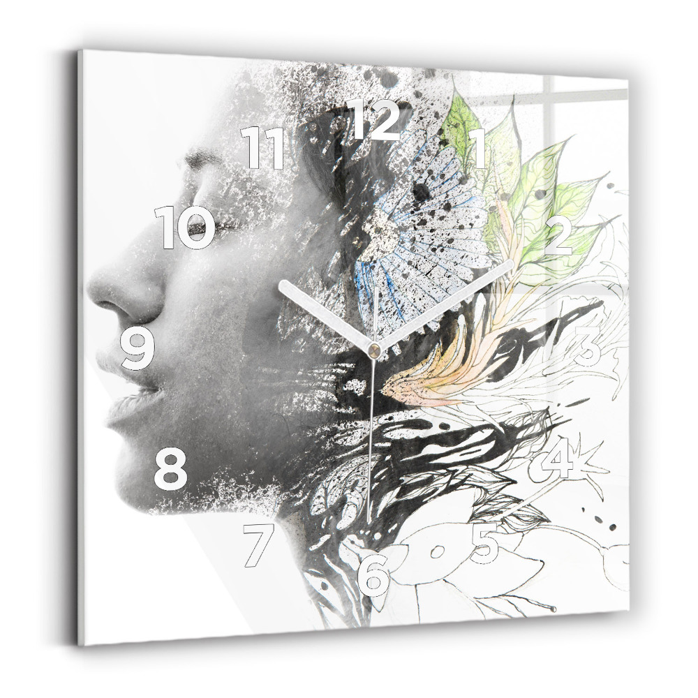 Ceas din sticlă pătrat Femeia se confruntă cu abstracția