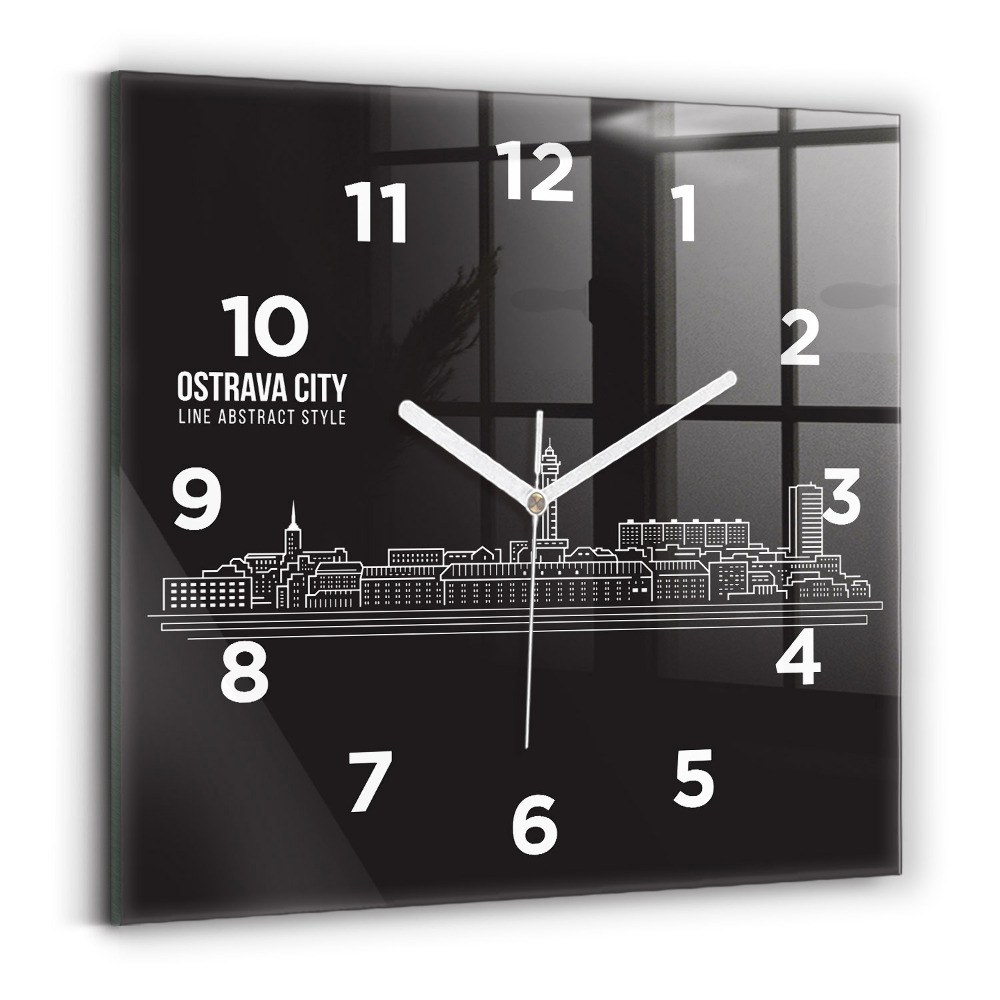 Ceas din sticlă pătrat Desen orașul Ostrava