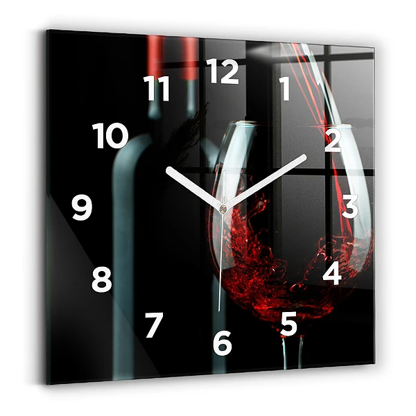 Ceas din sticlă pătrat O sticla de vin