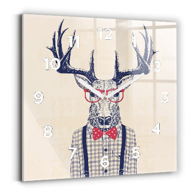 Ceas perete din sticlă pătrat Cerb în cămașă