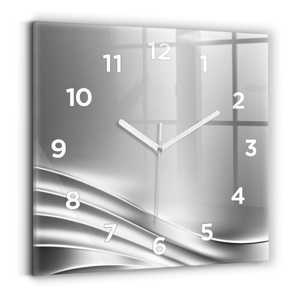 Ceas de sticlă pe perete pătrat Abstracția argintului