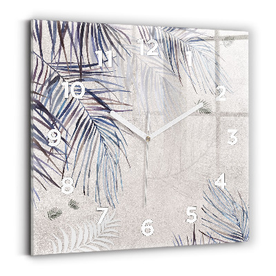 Ceas de sticlă pe perete pătrat frunza de palmier