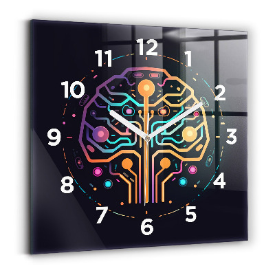 Ceas perete din sticlă pătrat Abstracție colorată