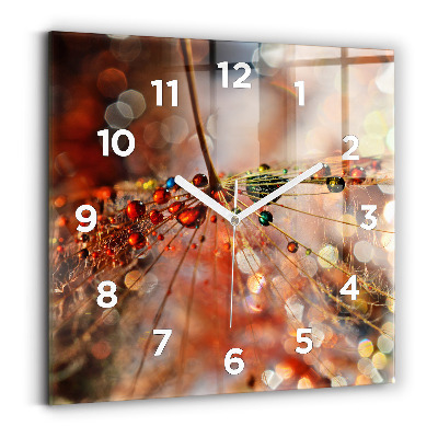 Ceas din sticlă pătrat Păpădie cu rouă
