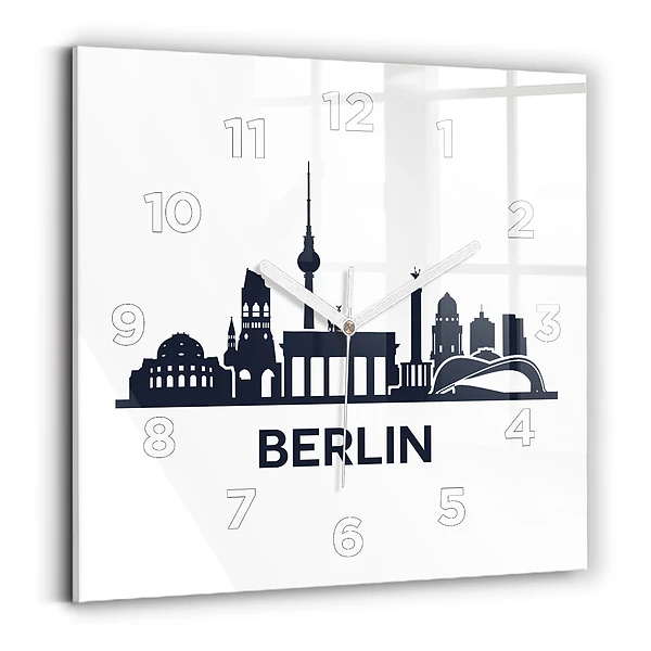 Ceas de sticlă pe perete pătrat Ilustrația orașului Berlin