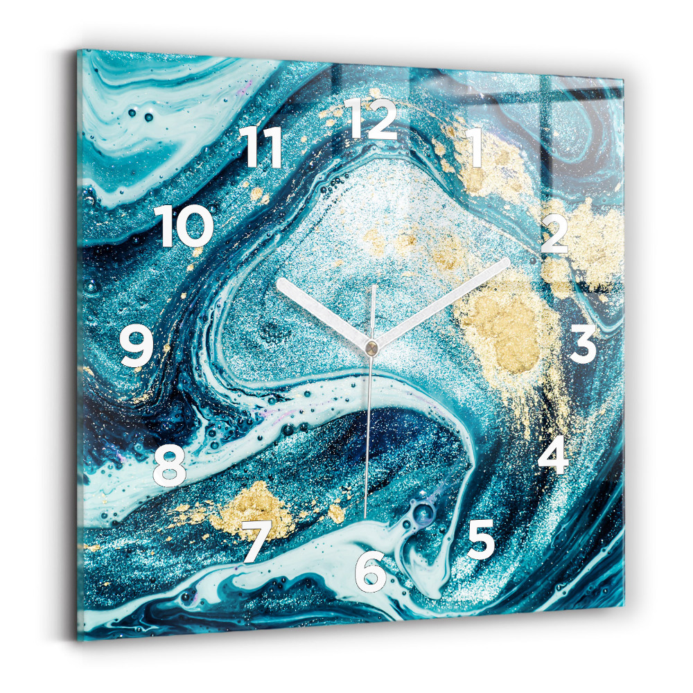 Ceas perete din sticlă pătrat Marmură abstractă