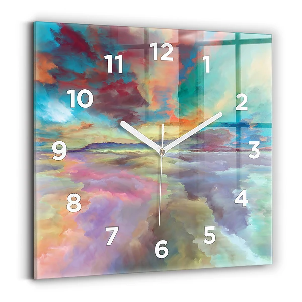 Ceas din sticlă pătrat Peisaj abstract