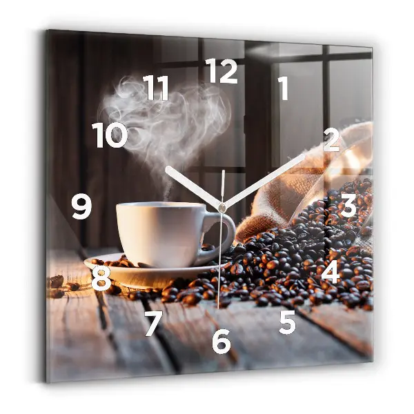 Ceas perete din sticlă pătrat ceașcă de cafea