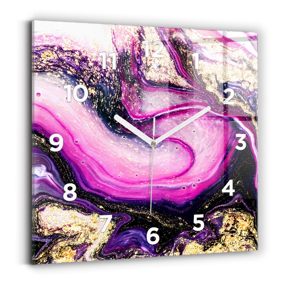 Ceas perete din sticlă pătrat Abstracția din marmură