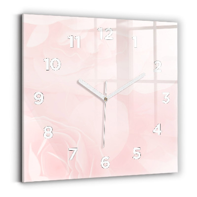 Ceas pătrat de perete din sticlă Trandafiri înfloriți