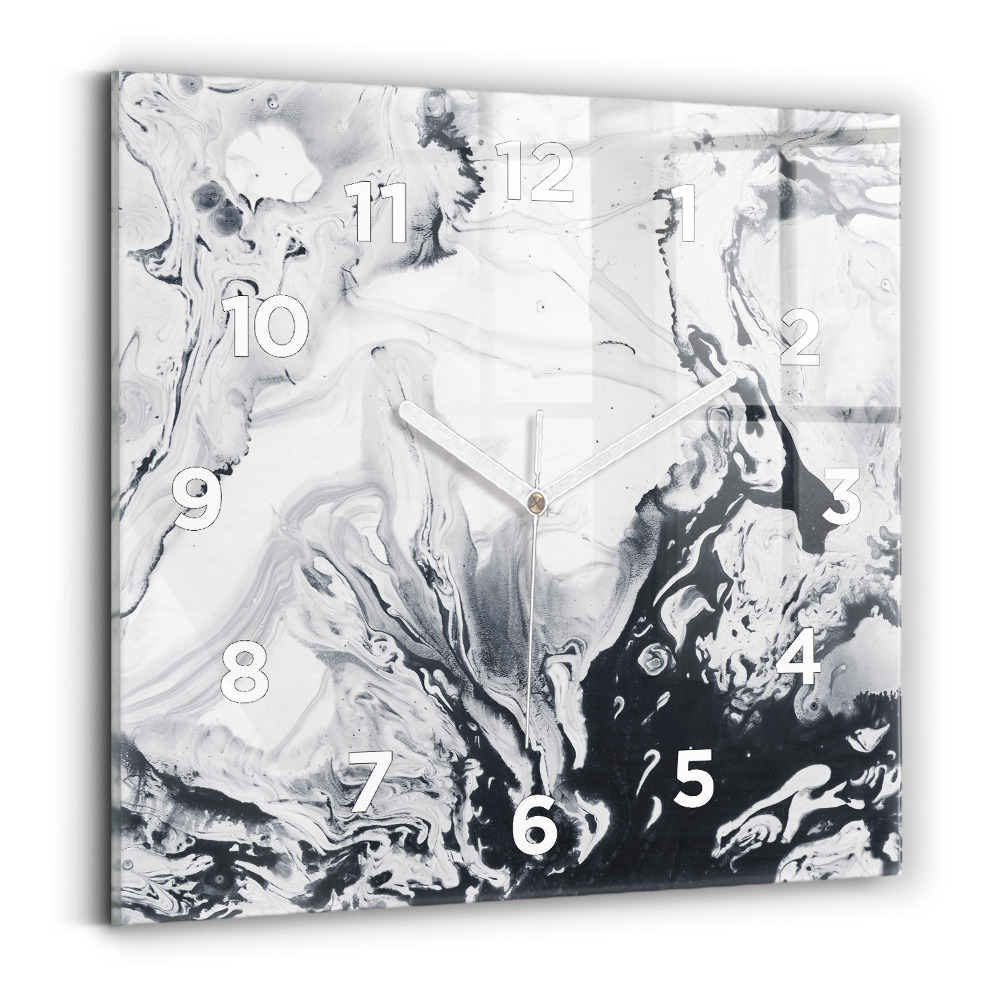 Ceas pătrat de perete din sticlă Marmură cu cerneală abstractă