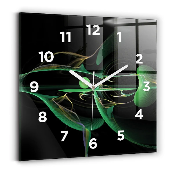 Ceas din sticlă pătrat Abstracția verde