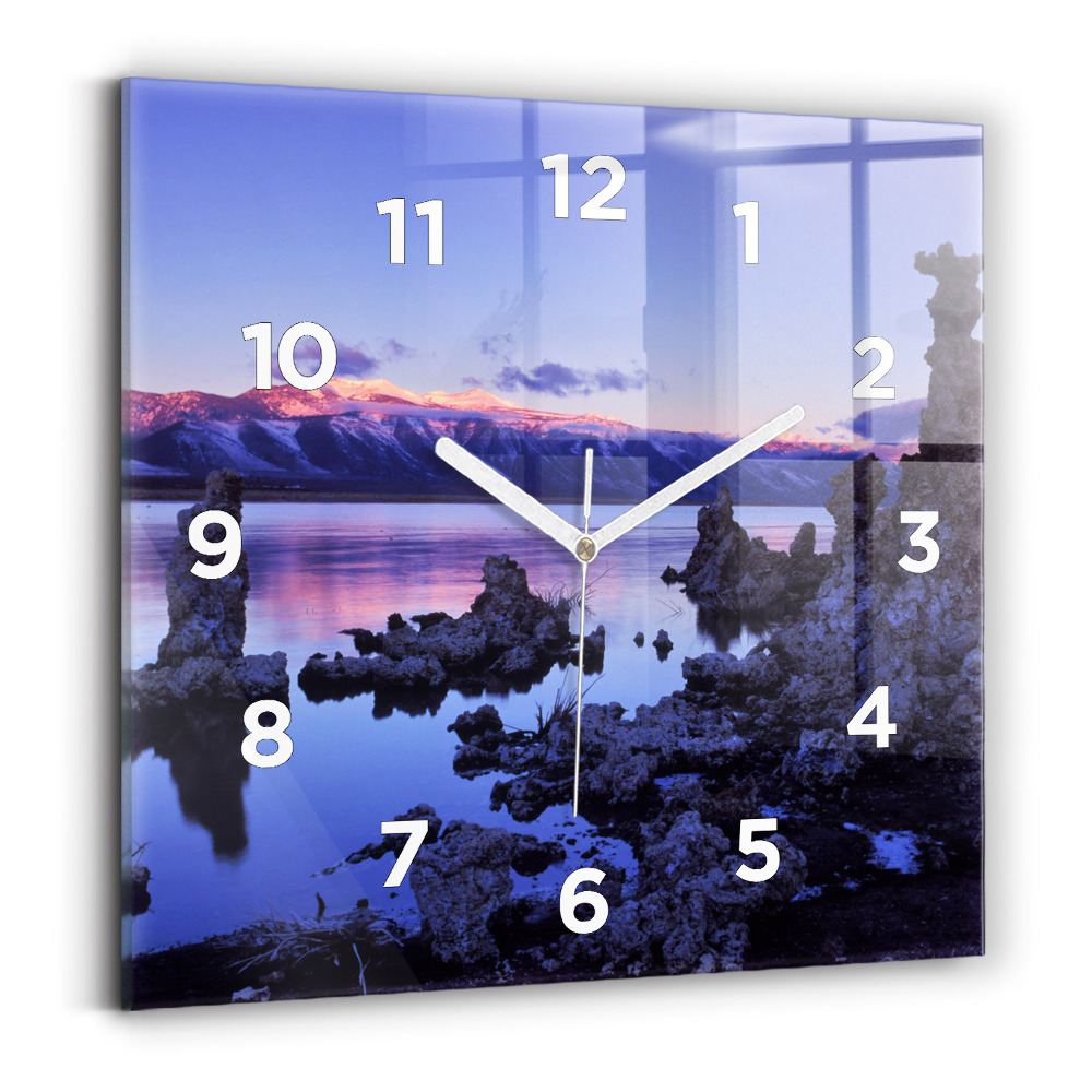 Ceas perete din sticlă pătrat Lacul California