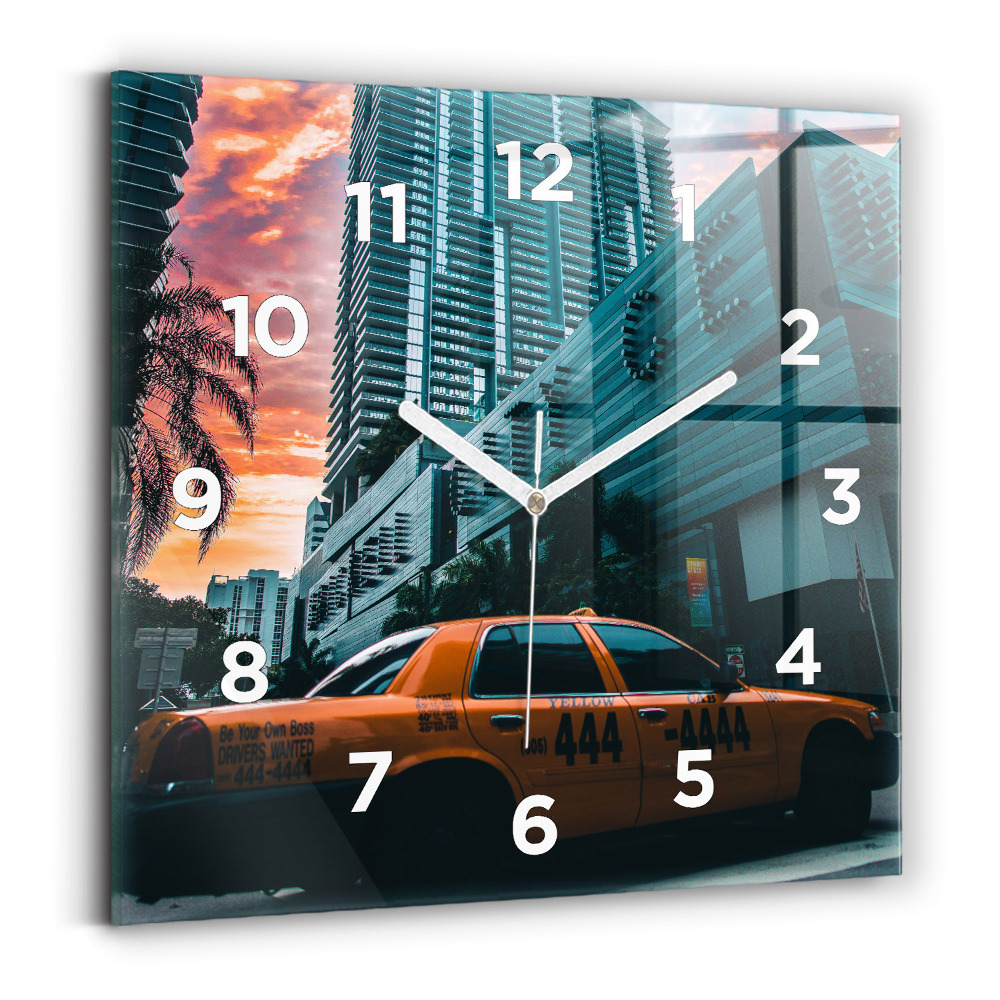 Ceas pătrat de perete din sticlă Miami, Florida
