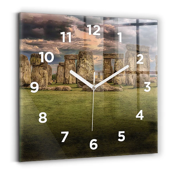 Ceas de sticlă pe perete pătrat Stonehenge Nimbostratus