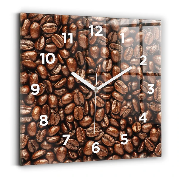 Ceas din sticlă pătrat Boabe de cafea