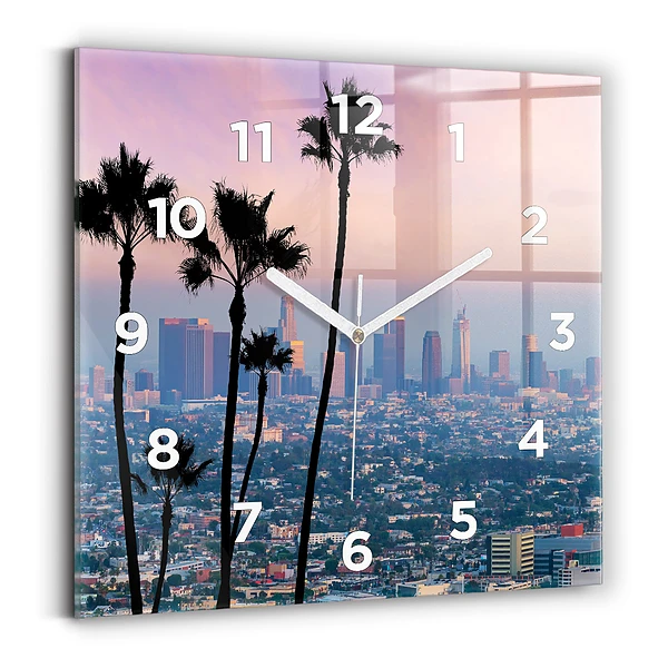 Ceas din sticlă pătrat Apus de soare din Los Angeles