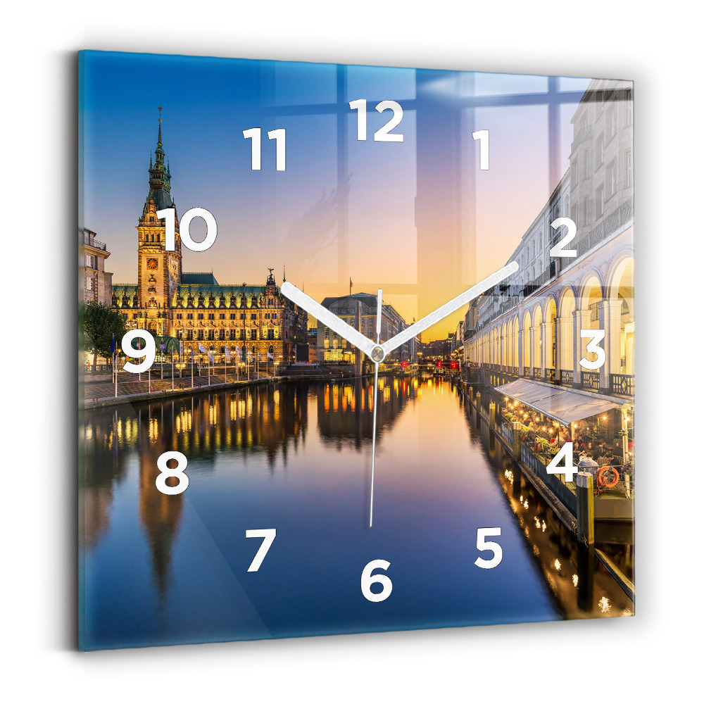 Ceas pătrat de perete din sticlă Primăria Hamburg