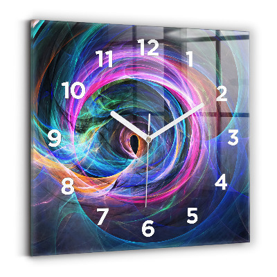 Ceas de sticlă pe perete pătrat Fractal colorat