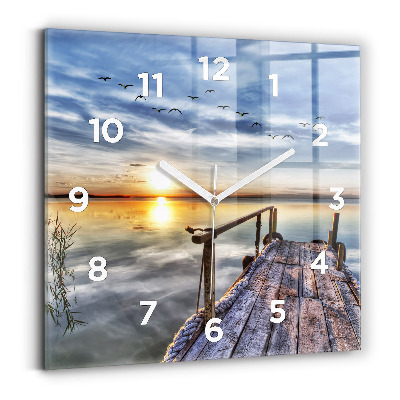 Ceas din sticlă pătrat Lacul Apus de soare