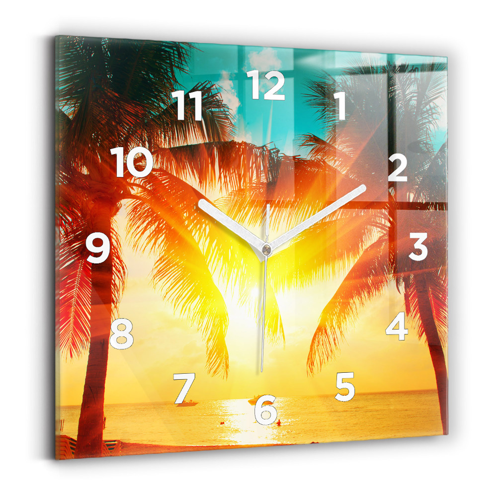 Ceas pătrat de perete din sticlă Vacante Odihna Vara