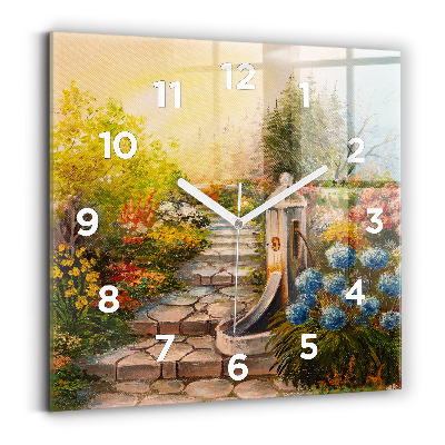 Ceas perete din sticlă pătrat Compoziția uleiului în pădure