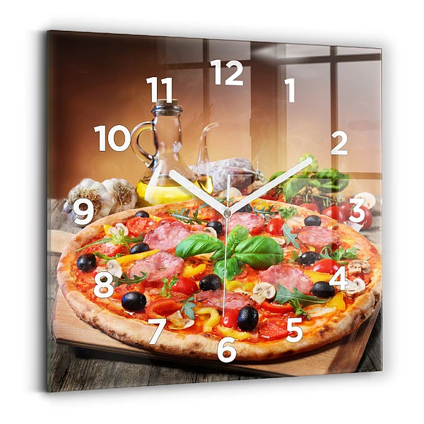 Ceas pătrat de perete din sticlă Inima culinară a Italiei