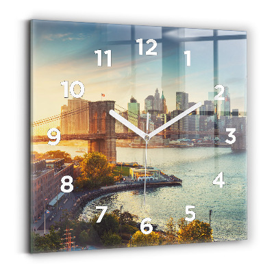 Ceas perete din sticlă pătrat New York Manhattan