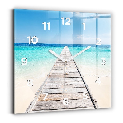 Ceas de sticlă pe perete pătrat Insula tropicala