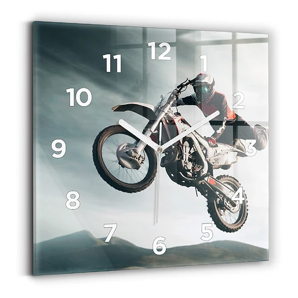 Ceas pătrat de perete din sticlă Stilul motor Adrenalina
