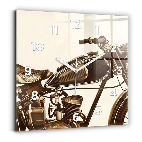 Ceas din sticlă pătrat Motocicletă vintage sepia