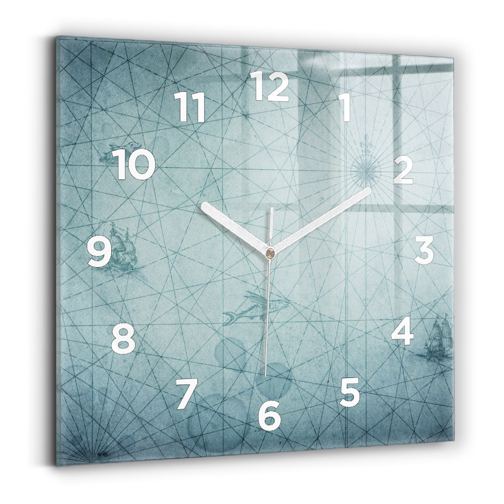 Ceas perete din sticlă pătrat Hartă de epocă