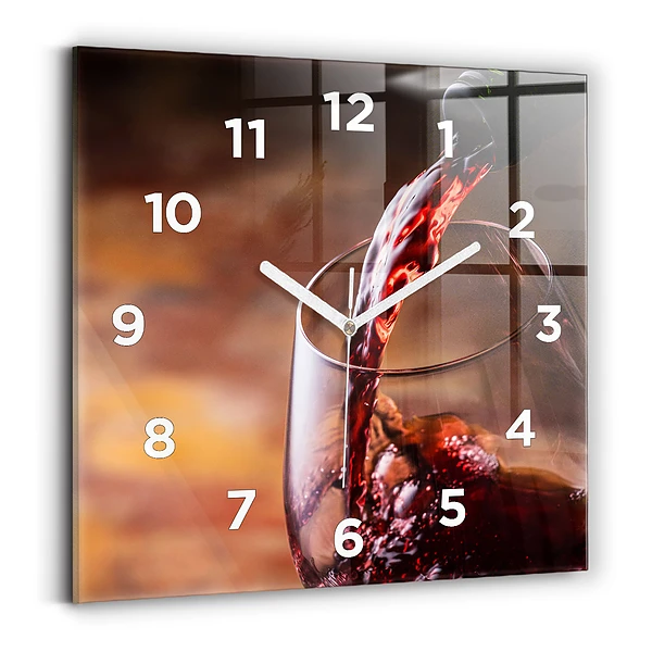 Ceas din sticlă pătrat Un pahar de vin roșu