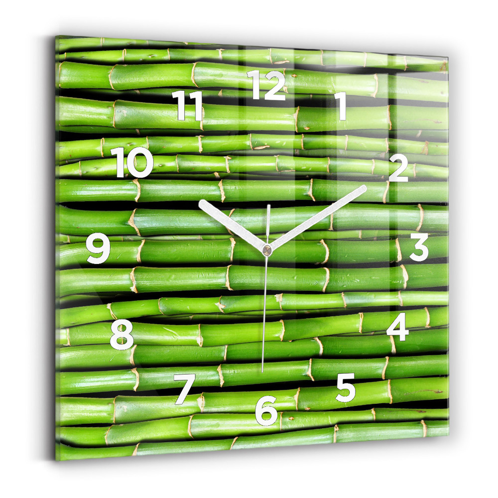 Ceas pătrat de perete din sticlă bambus asiatic