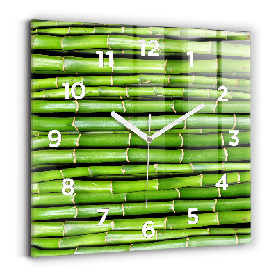 Ceas pătrat de perete din sticlă bambus asiatic