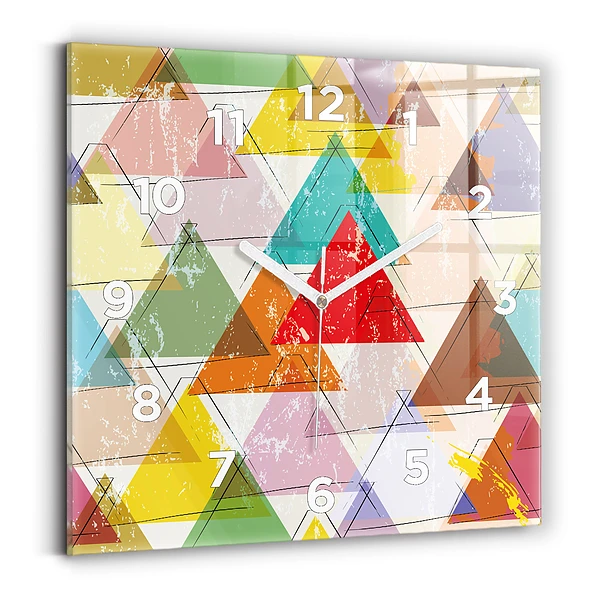 Ceas de sticlă pe perete pătrat Triunghiuri geometrice