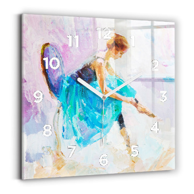 Ceas pătrat de perete din sticlă Pregătirea balerinei