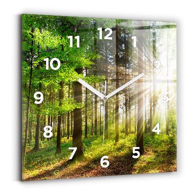 Ceas perete din sticlă pătrat Răsărit de pădure
