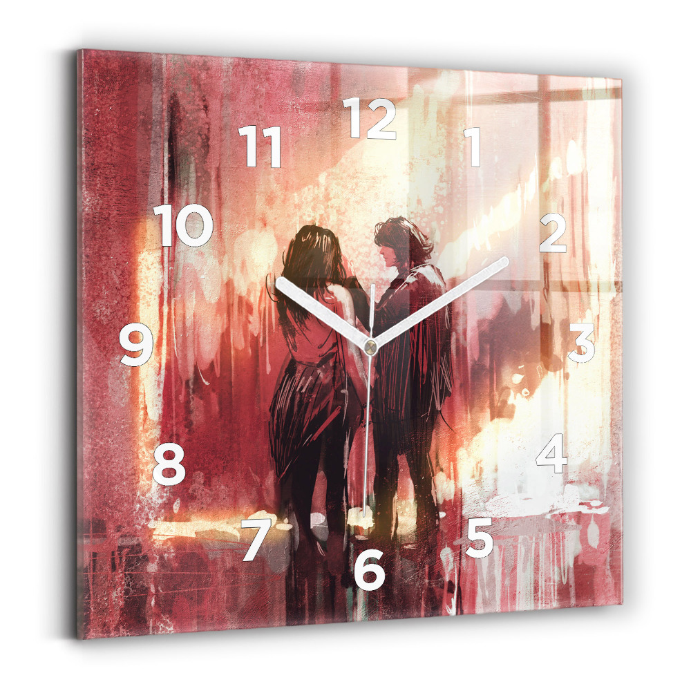 Ceas din sticlă pătrat Cuplu tânăr îndrăgostit