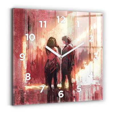 Ceas din sticlă pătrat Cuplu tânăr îndrăgostit