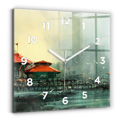 Ceas din sticlă pătrat Sat pescaresc