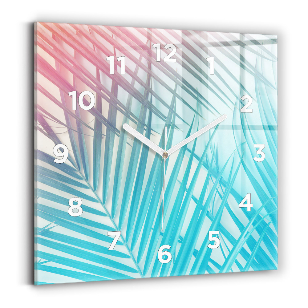 Ceas pătrat de perete din sticlă Palmier tropical