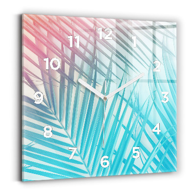 Ceas pătrat de perete din sticlă Palmier tropical