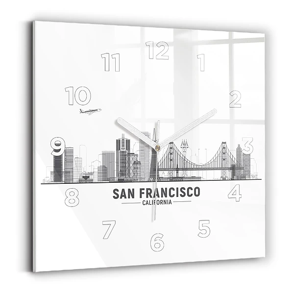 Ceas din sticlă pătrat Panorama San Francisco