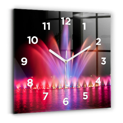 Ceas perete din sticlă pătrat Fântâna Wrocław noaptea