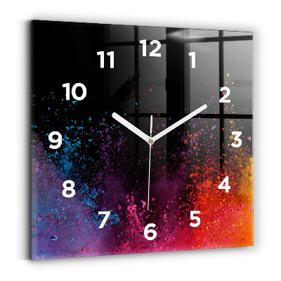 Ceas pătrat de perete din sticlă O explozie de culori