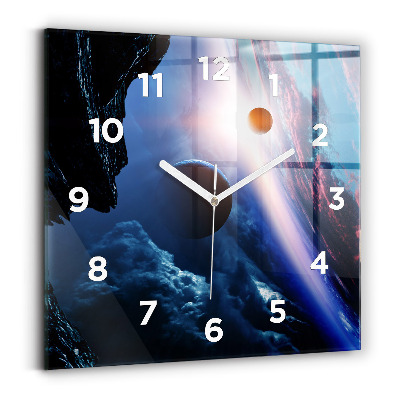 Ceas pătrat de perete din sticlă Galaxie mare