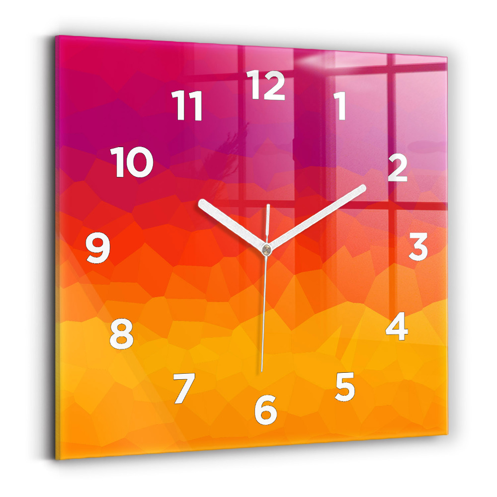 Ceas pătrat de perete din sticlă Abstracție colorată