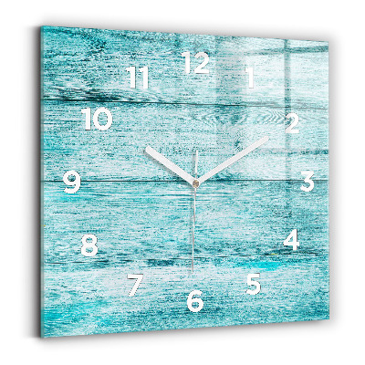 Ceas de sticlă pe perete pătrat Lemn vechi albastru